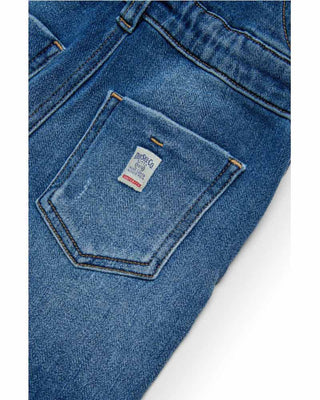 Diesel Salopette in denim blu con abrasioni da neonato K00661-KXBQF