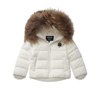 Blauer Giubbino trapuntato Amory con cappuccio e bordo in pelliccia 25WBBXC02450