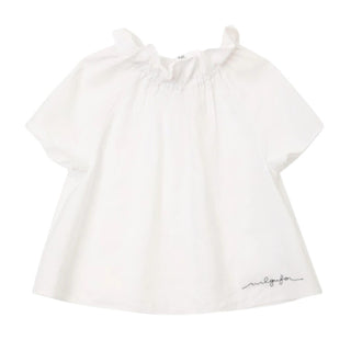Il Gufo Camicia bianca a maniche corte con ricamo P25CC107R0004