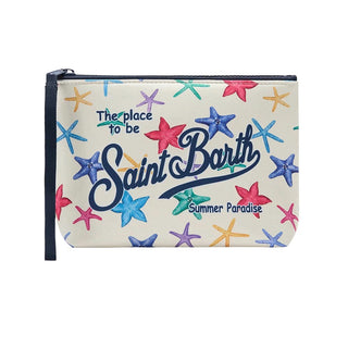 Mc2 Saint Barth Pochette Aline In Scuba Panna Con Stampa Stelle ALIN001/00578L