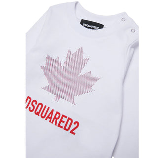 Dsquared2 T-shirt Bianca A Maniche Lunghe DQ3502-D0AJ5-DQ100 Per Neonato